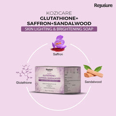 Rejusure Glutathione, Saffron & Sandalwood Soap | Skin Brightening & Nourishing Bath Bars | Gentle Cleansing with Natural Ingredients | 75g Each | For all skin type | Pack of 3