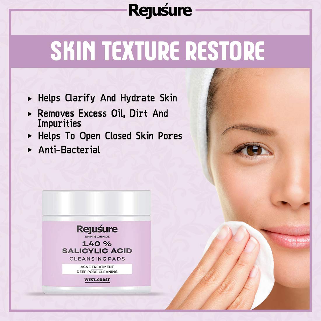 Rejusure cleansing pads - unisex skin care