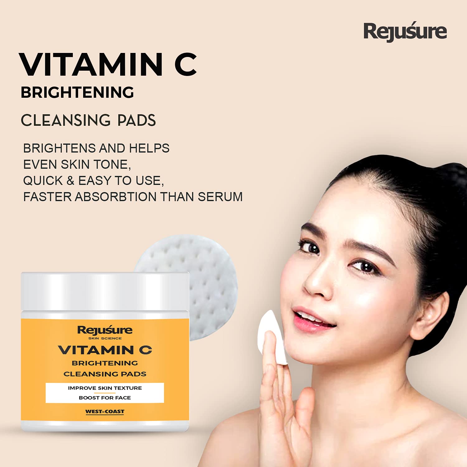 Rejusure Vitamin C pads - gentle exfoliation