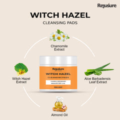 Rejusure Witch Hazel Cleansing Pads For Face - 50 Pads