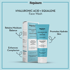 Rejusure Hyaluronic Acid + Squalene Face Wash with Hyaluronic Acid for Hydration with Anti-Aging Skin Care Properties, Soft, Refreshed & Smooth| Dry to Normal Skin | For Men & Women | Cruelty Free & Dermatologist Tested –  100 ml